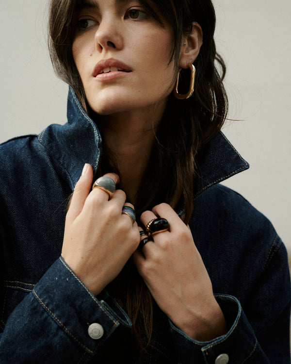 Mini bague noire Viva