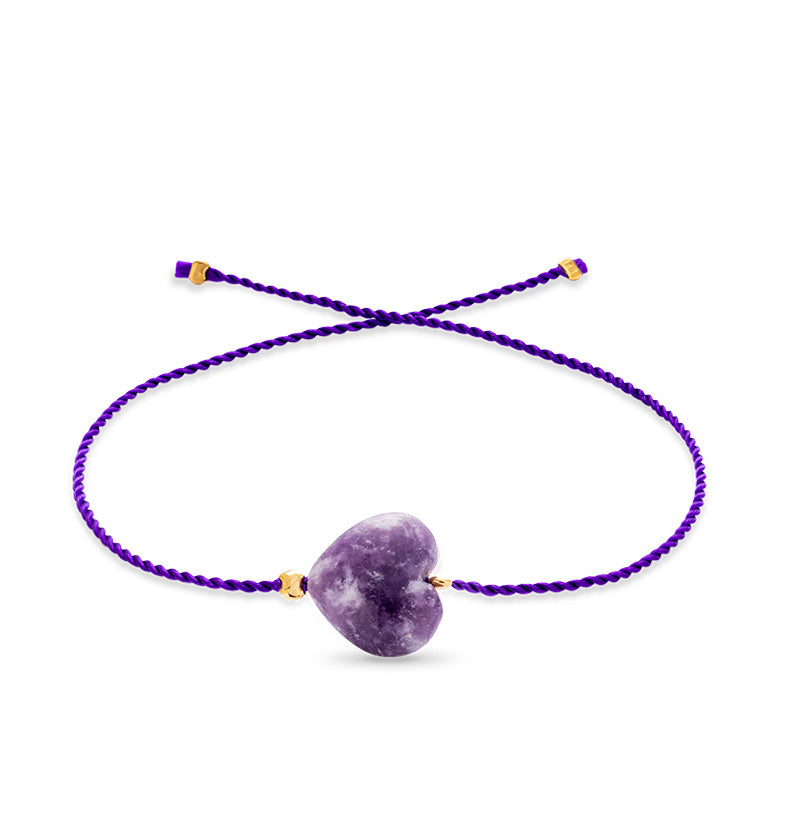  A bracelet on a purple string with a large purple heart 2 