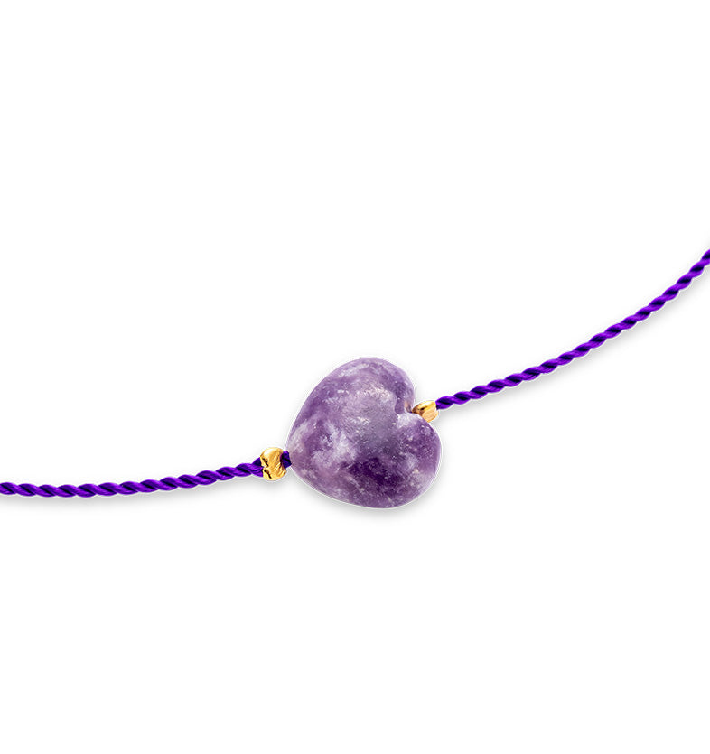  A bracelet on a purple string with a large purple heart 3 
