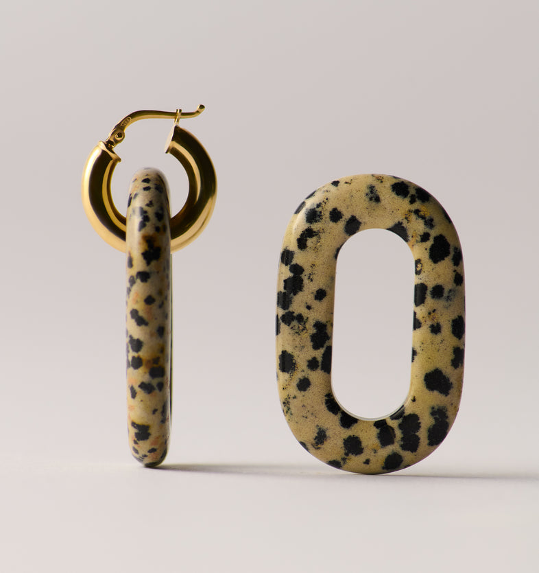  Gold plated hoop earrings with large jasper 2 