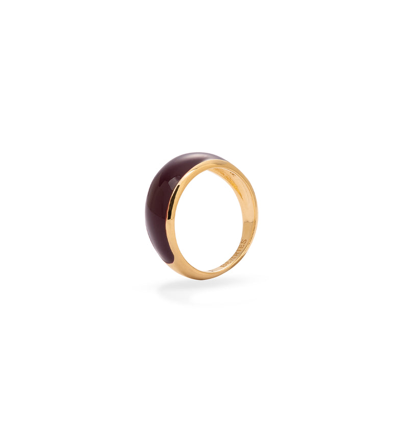 Small gold-plated ring with burgundy enamel 