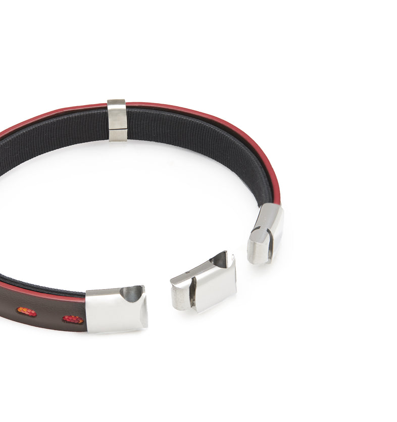  Men's leather bracelet with a red string 2 