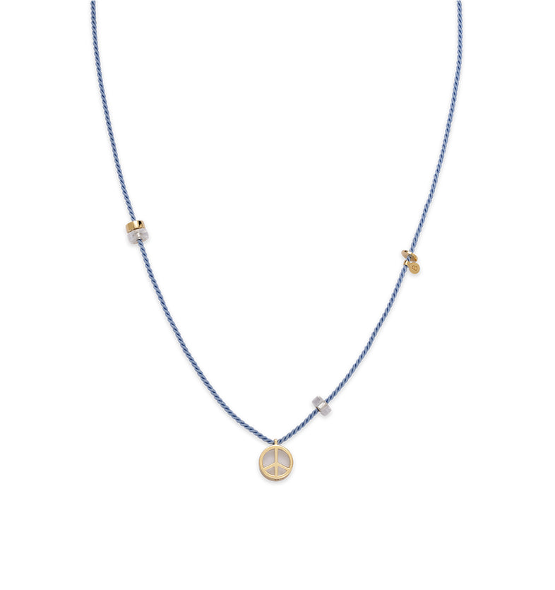  Bransoletka na niebieskim sznurku z pacyfką i kryształem górskim 