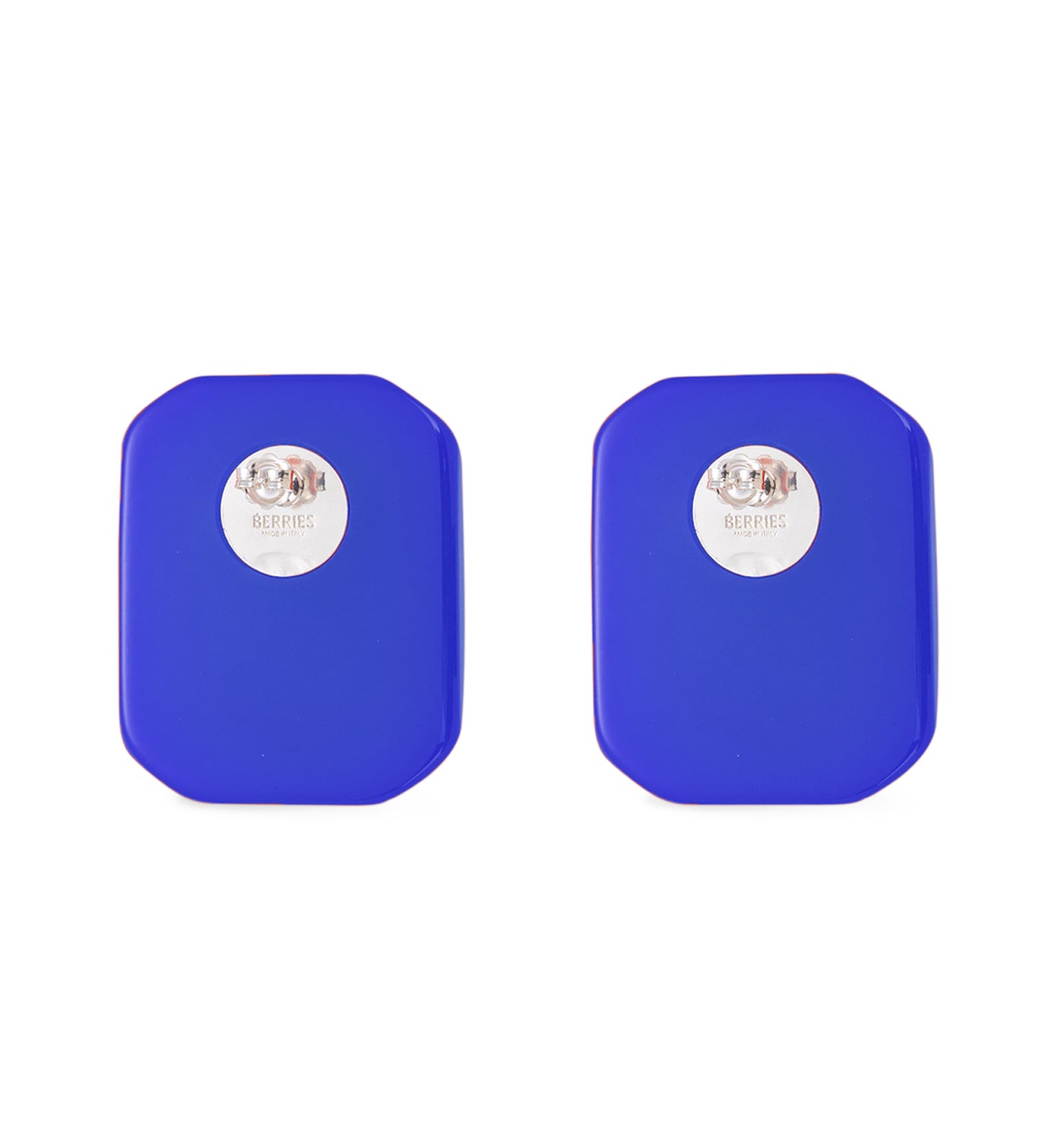 Grandes boucles d'oreilles carrées en résine cobalt 2