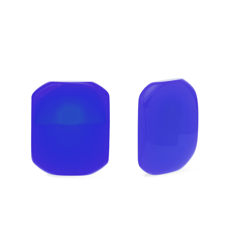 Grandes boucles d'oreilles carrées en résine cobalt