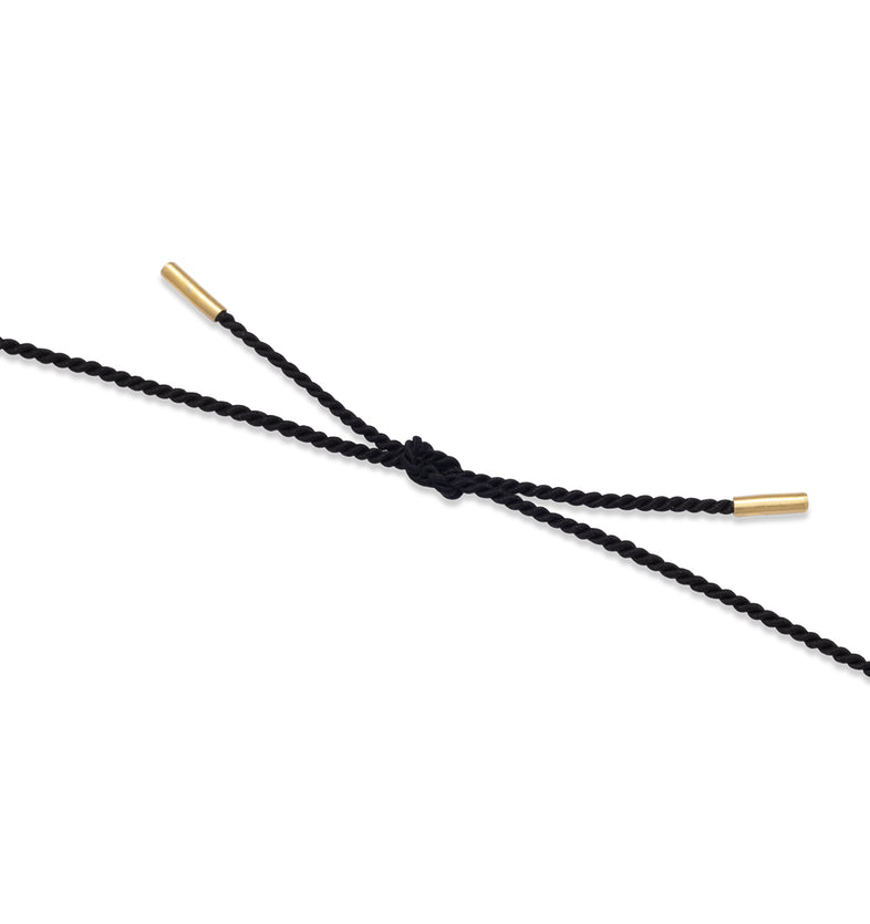  Black string necklace with a gold-plated peace 3 
