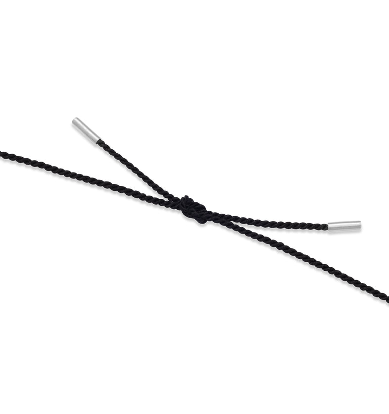 Black string necklace with a silver peace 3 