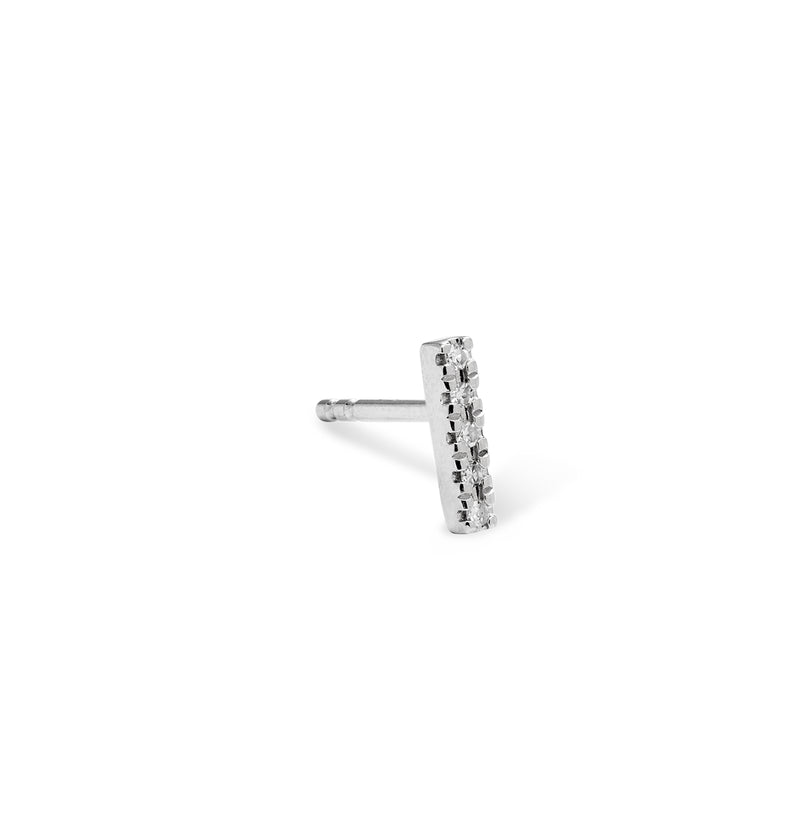  Single earring with five diamonds made of white gold 