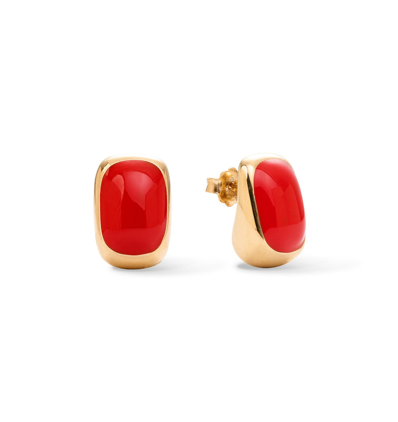  Gold-plated earrings with red enamel 