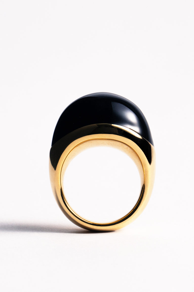  Large gold plated ring with black enamel 3 