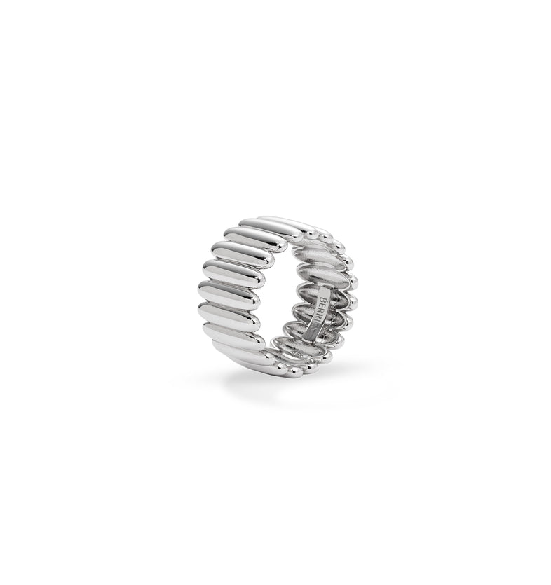  Large silver hoop ring with grooves 