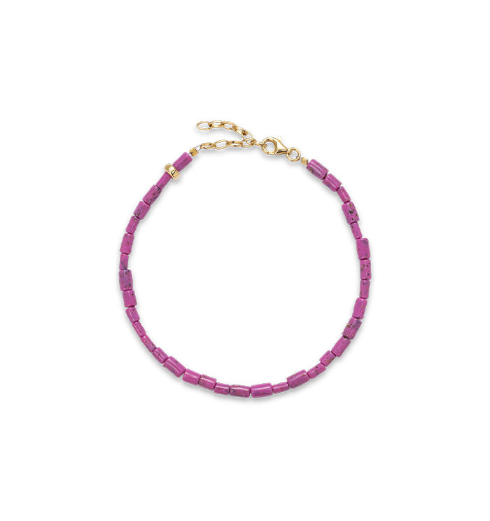 Fuchsia beaded anklet