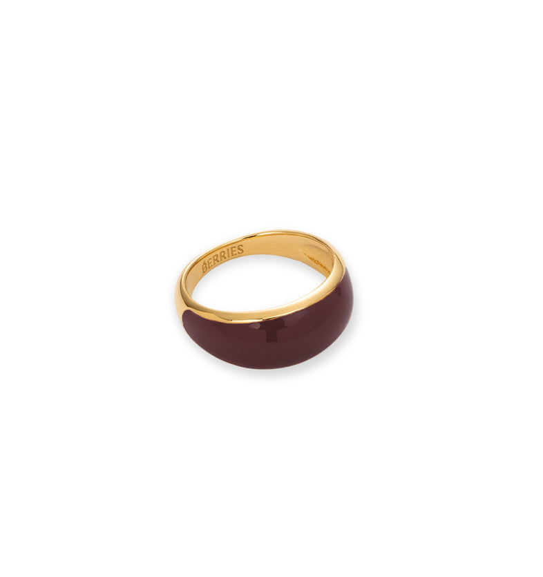  Small gold-plated ring with burgundy enamel 2 