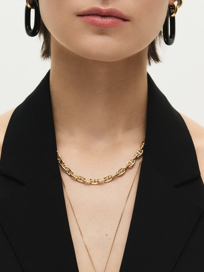  Gold Plated Large Obsidian Hoop Earrings  3 