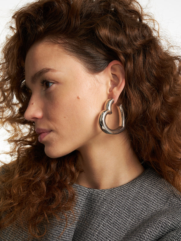 Duże srebrne kolczyki w kształcie serca HEART MAXI