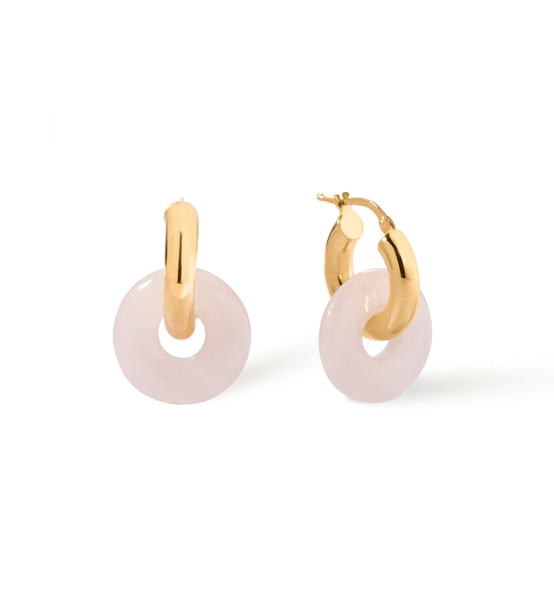 Pozłacane kolczyki z kwarcem różowym Duo Rose