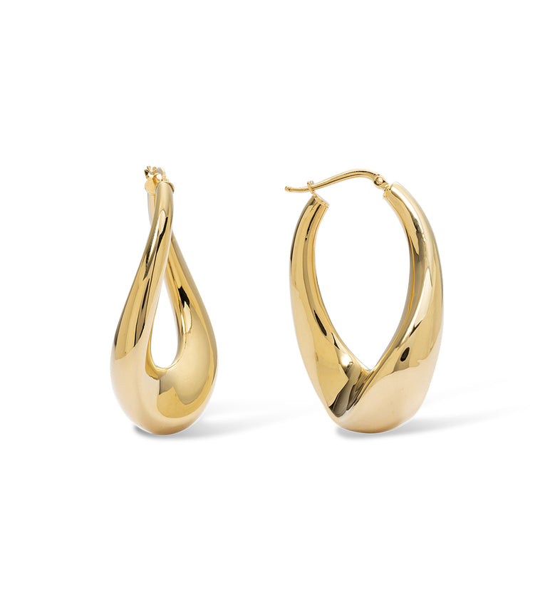  Gold-plated large teardrop earrings 