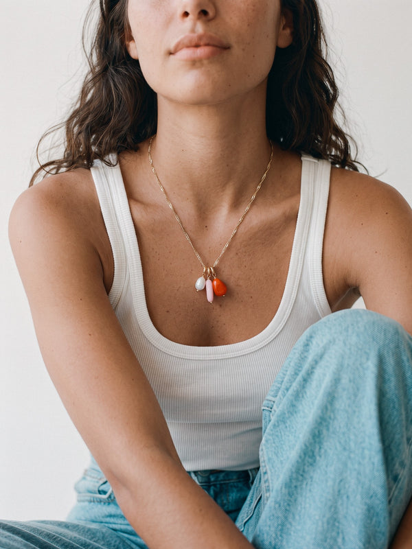 Pops Chain Necklace Set. 6 Gold-plated