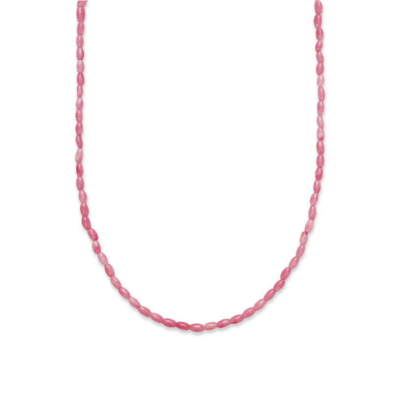 A necklace of small pink beads