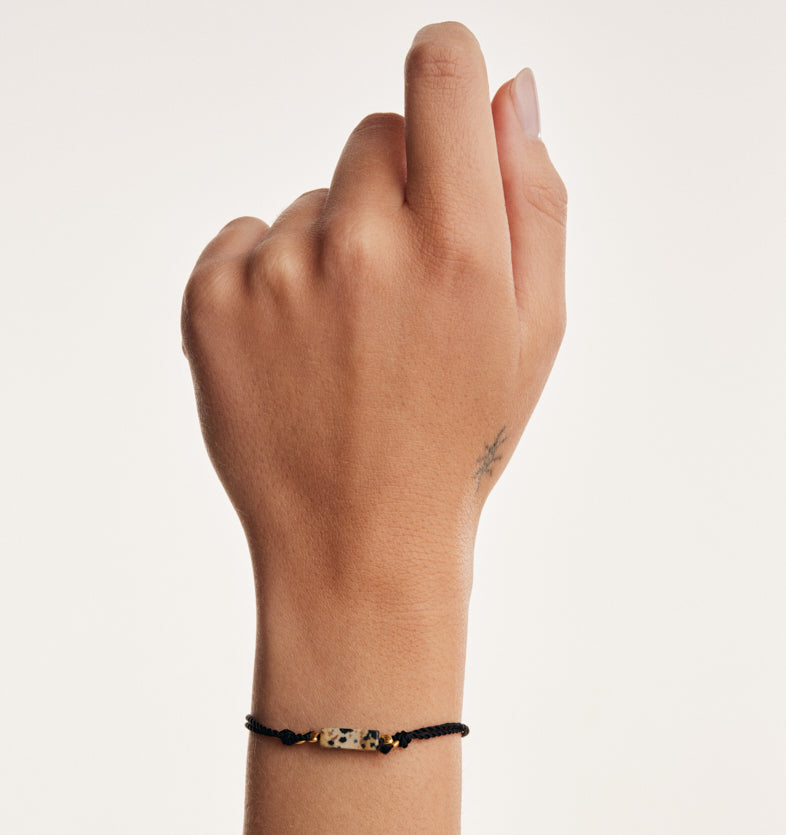  Black bracelet on a string with Dalmatian japis 3 