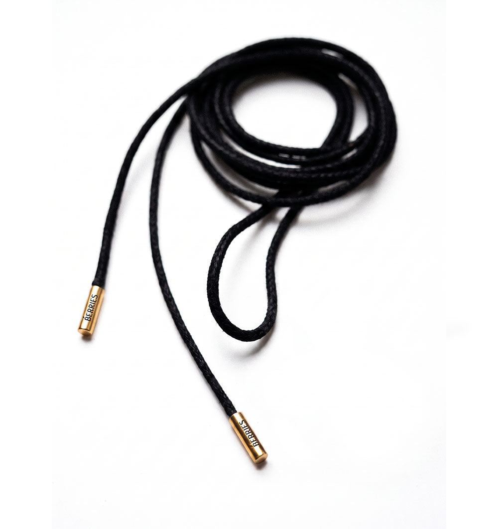 Black Cord Necklace with gold-plated details