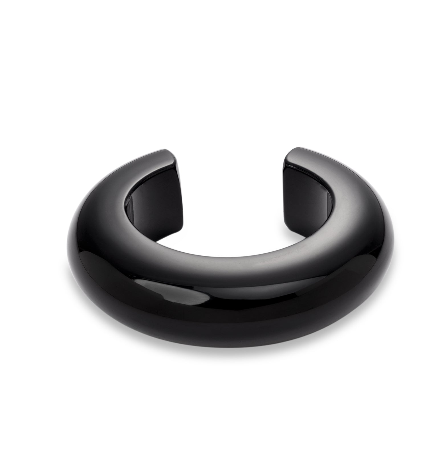 Otwarta szeroka bransoletka bangle z czarnej żywicy Bangle Loop