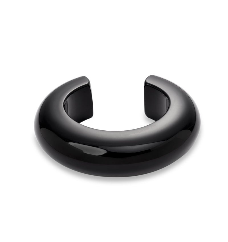 Otwarta szeroka bransoletka bangle z czarnej żywicy Bangle Loop