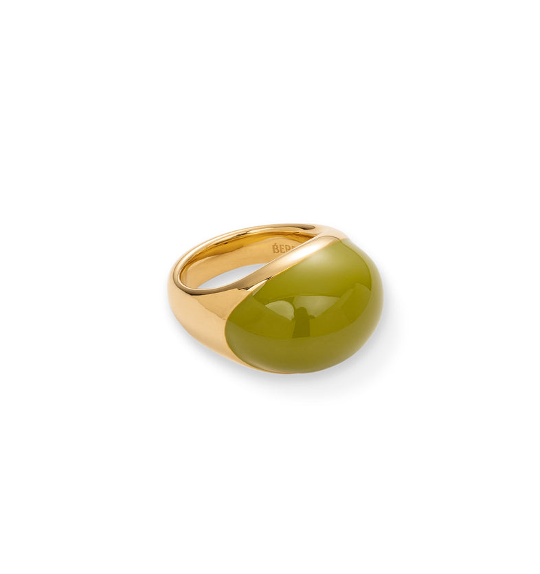  Large ring with olive green enamel 2 
