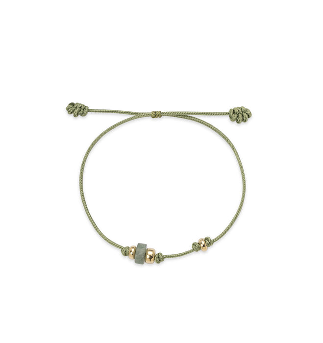 Zielona bransoletka na sznurku z zielonym kwarcem
